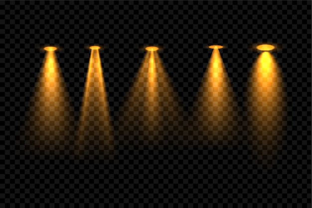 Free Vector five golden focus spotlight effect background design