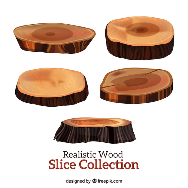 Free Vector five realistic slices wooden