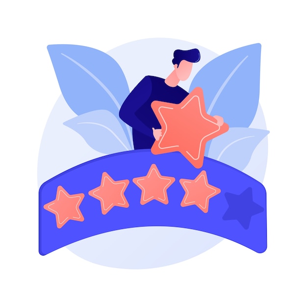 Free vector five star grading. evaluation, rating, estimating. excellent review, customer satisfaction with service, highest score. client feedback concept illustration