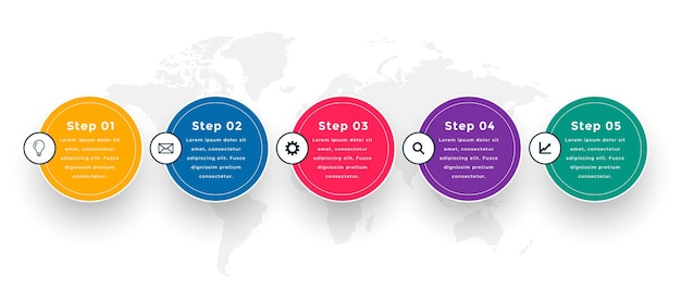 Five steps modern circular infographic template