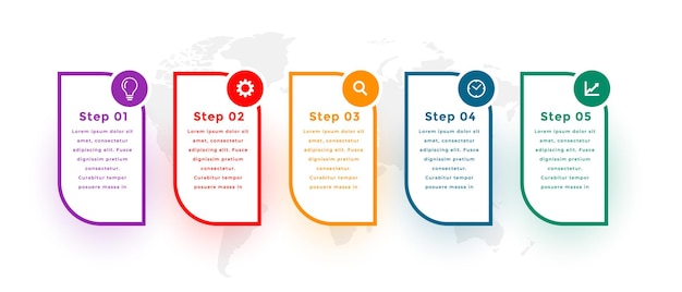 Free Vector five steps modern infographic template design