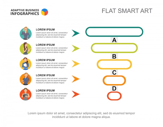 Five workers process chart template for presentation