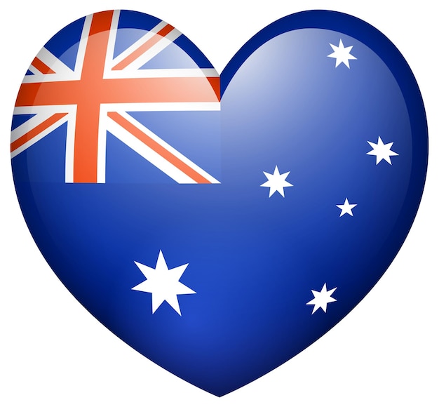 Flag on Australia in heart shape