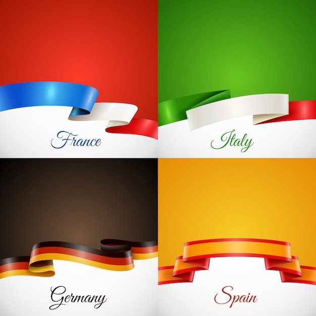 Free Vector flag design ribbon concept icons set