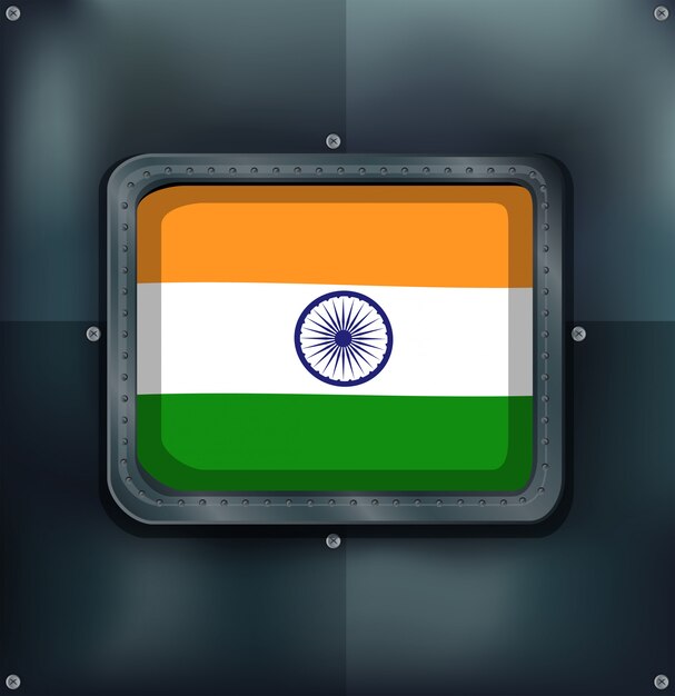 Flag of India on metalic background