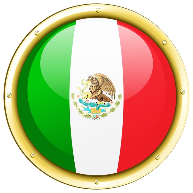 Flag of Mexico on round frame