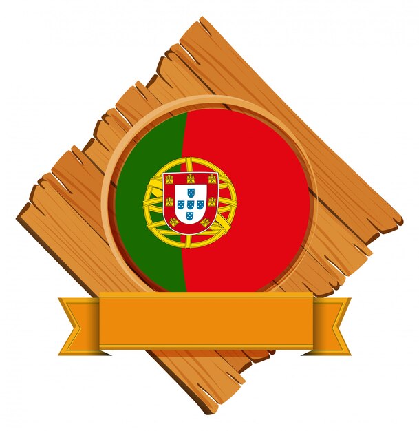 Flag of Portugal on wooden board