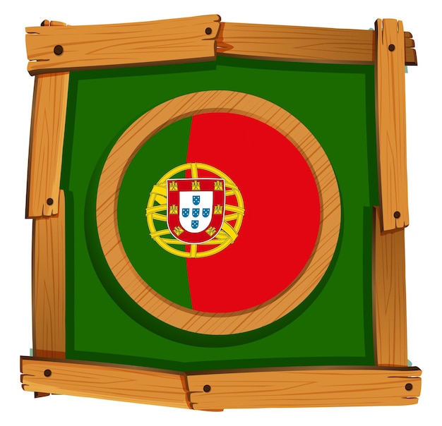 Free Vector flag of portugal in wooden frame