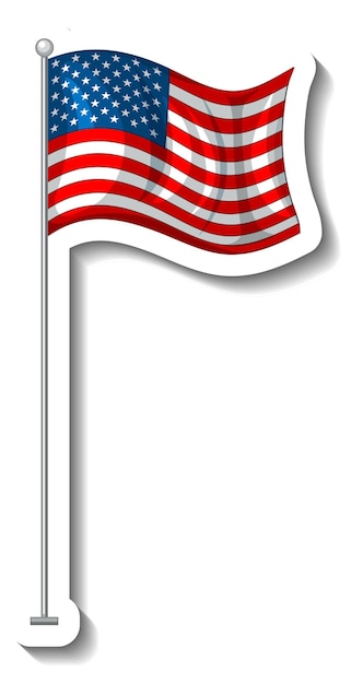 Free vector flag of united states of america with pole isolated