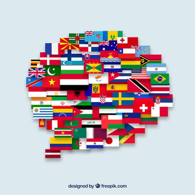 Free Vector flags of different countries in speech bubble shape