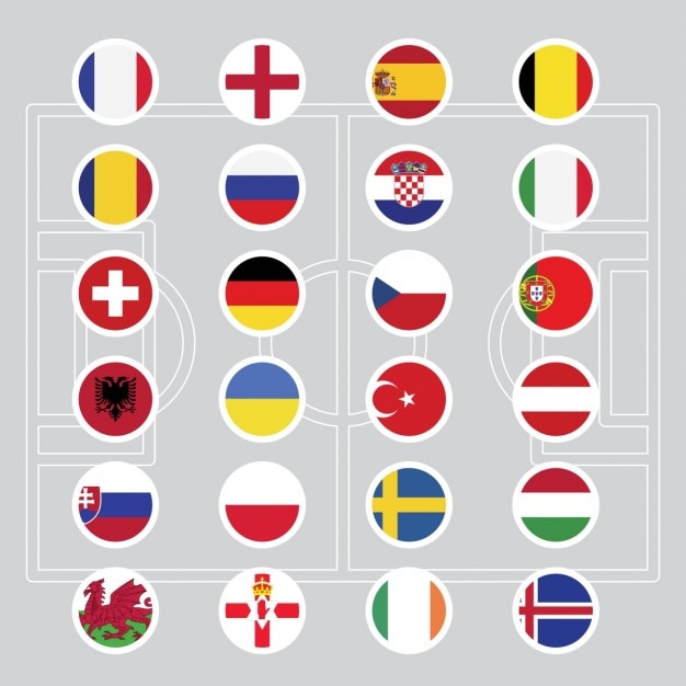 Flags of euro 2016 football