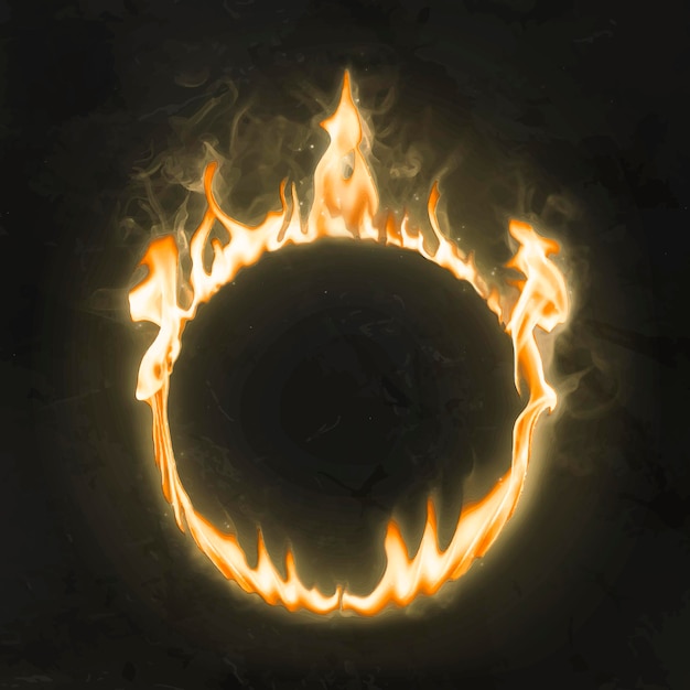 Free Vector flame frame, circle shape, realistic burning fire vector