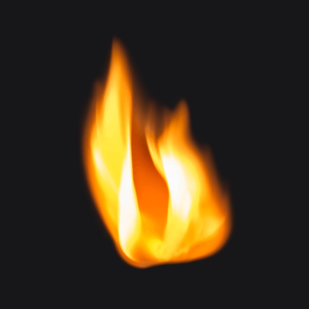 Flame sticker, realistic torch fire image vector