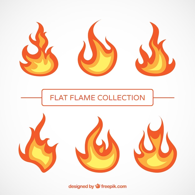 Flames pack in flat design