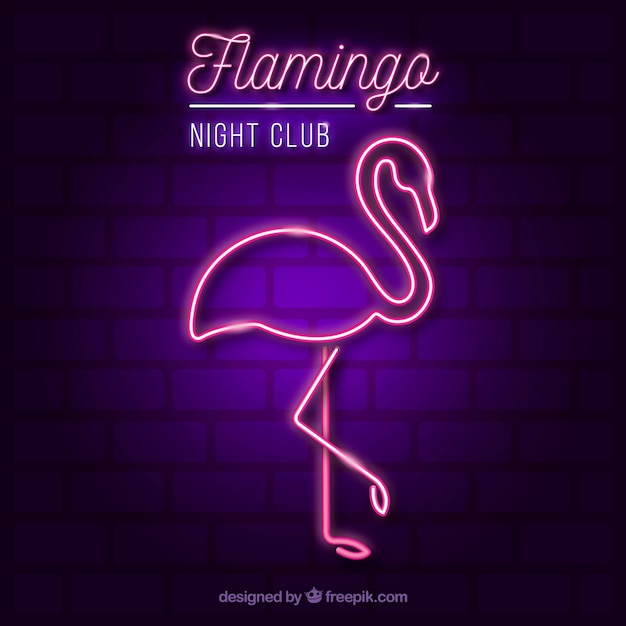 Flamingo neon with pink light