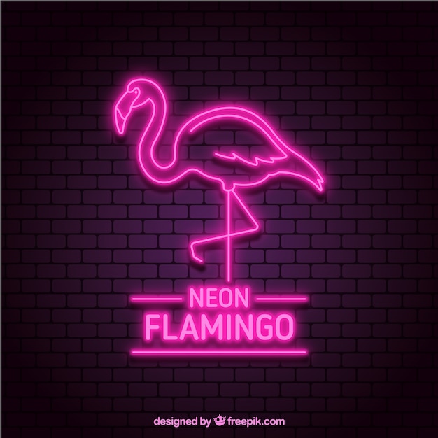 Free Vector flamingo neon with pink light