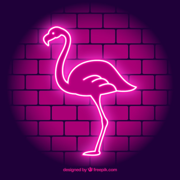 Flamingo neon with pink light