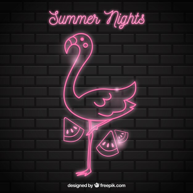 Flamingo neon with pink light