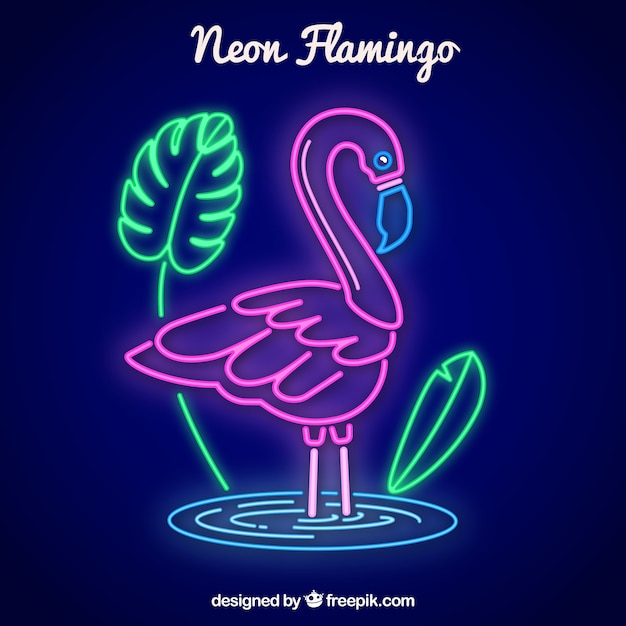 Flamingo neon with plants