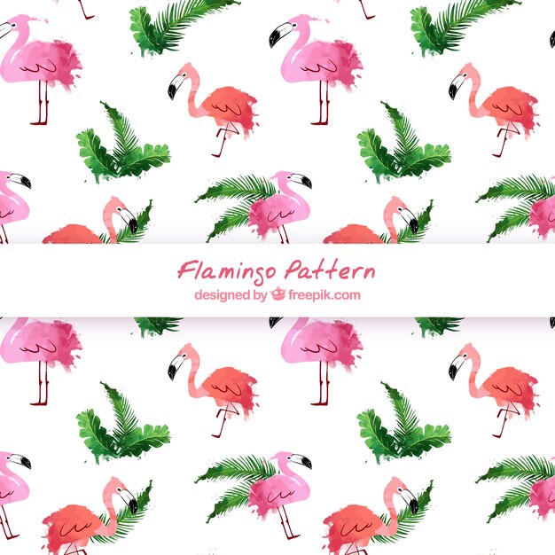 Flamingos pattern in watercolor style