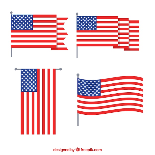 Flapped american flag collection flat design