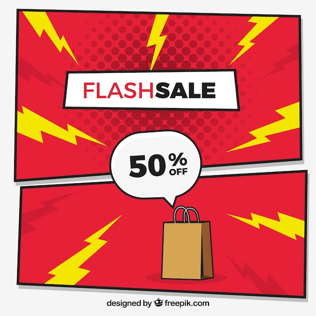 Flash sale background in comic style