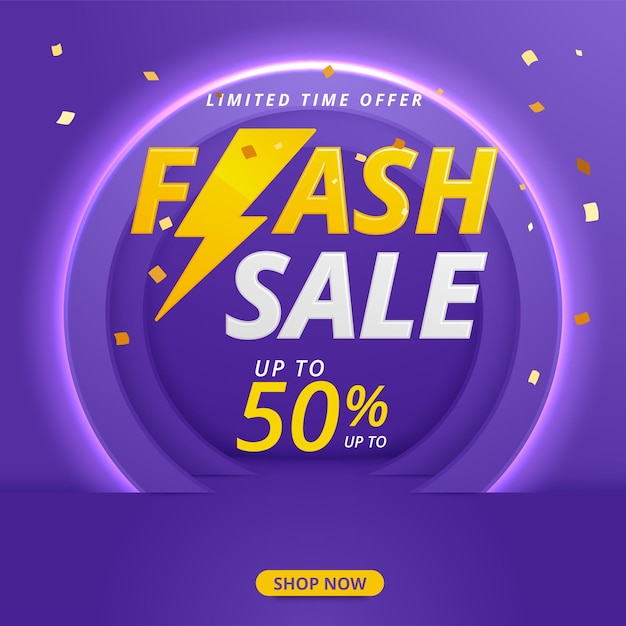 Flash Sale Shopping Poster or banner with Flash icon