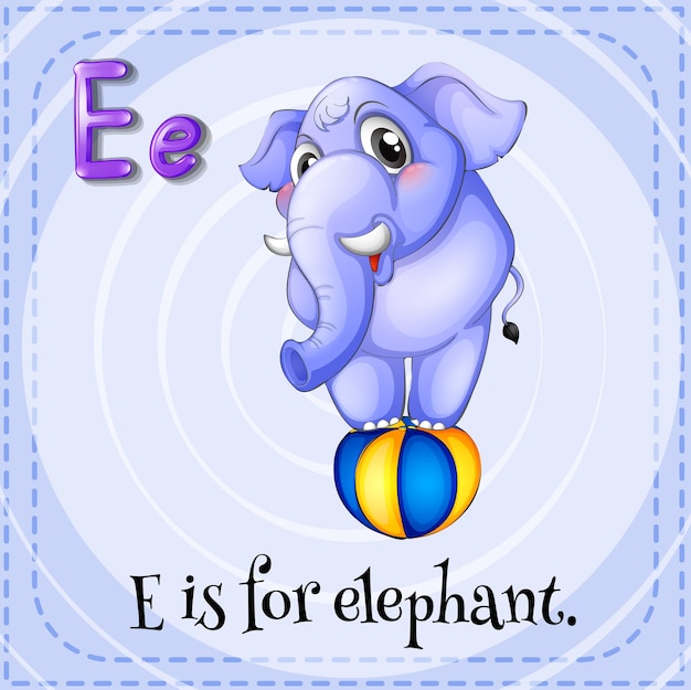 Free vector flashcard of e is for elephant