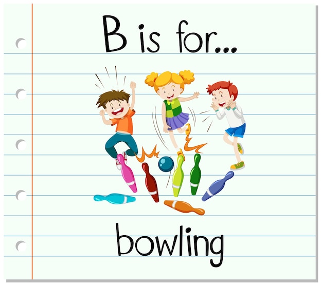 Flashcard letter B is for bowling