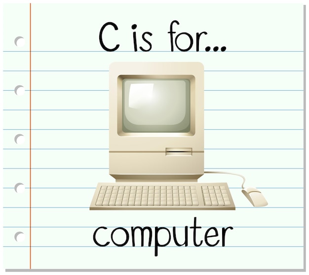 Free Vector flashcard letter c is for computer