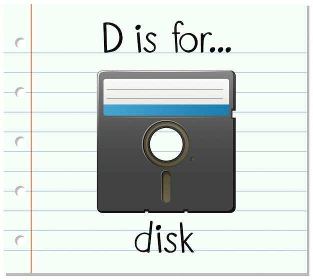 Free Vector flashcard letter d is for disk