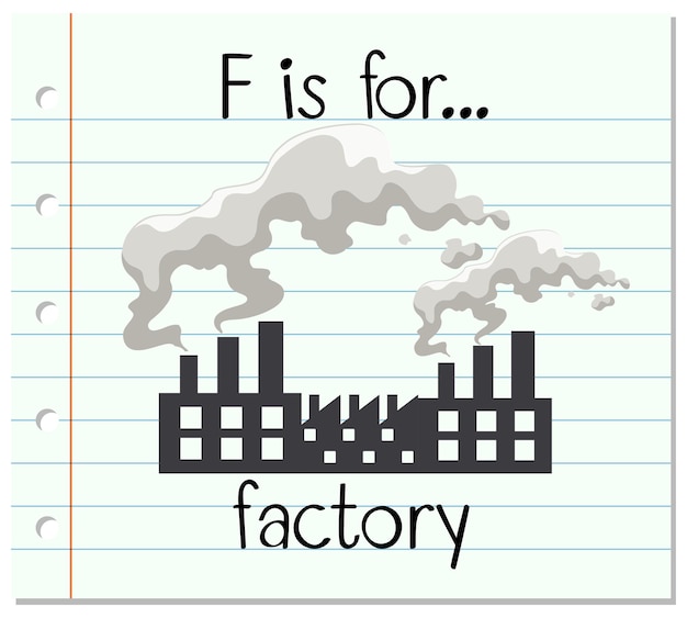 Free Vector flashcard letter f is for factory