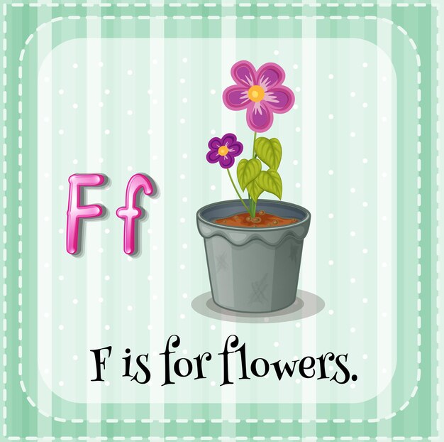 Flashcard letter F is for flowers