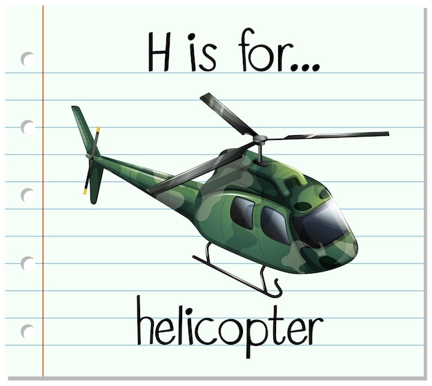 Free Vector flashcard letter h is for helicopter