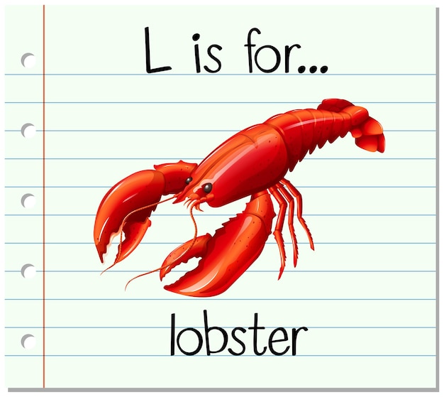 Free Vector flashcard letter l is for lobster