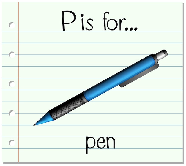 Free vector flashcard letter p is for pen