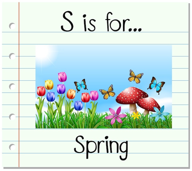 Free vector flashcard letter s is for spring