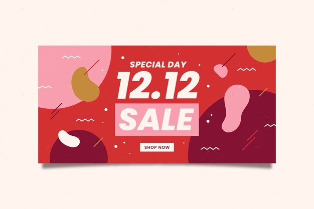 Flat 12.12 sale horizontal banner template