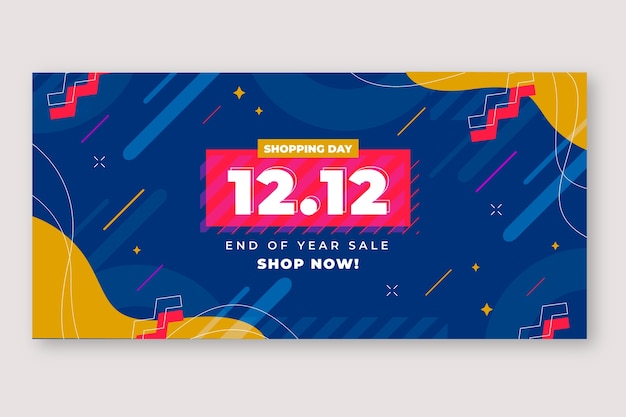 Flat 12.12 sale horizontal banner