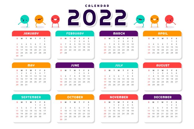 Flat 2022 calendar template