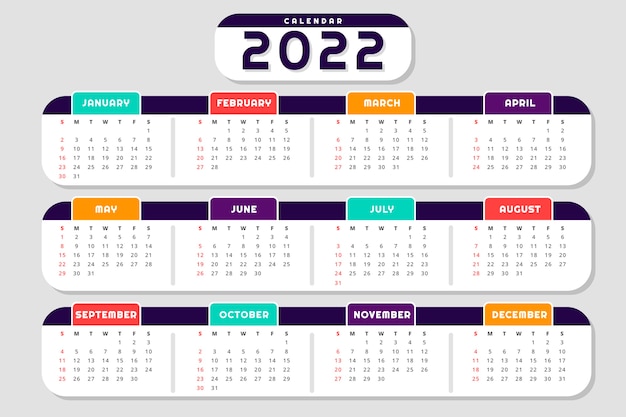 Flat 2022 calendar template