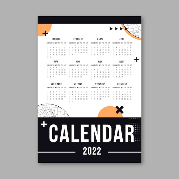 Flat 2022 calendar template