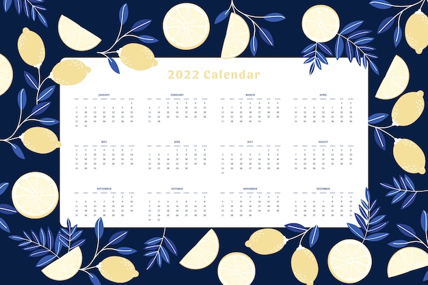 Flat 2022 calendar template