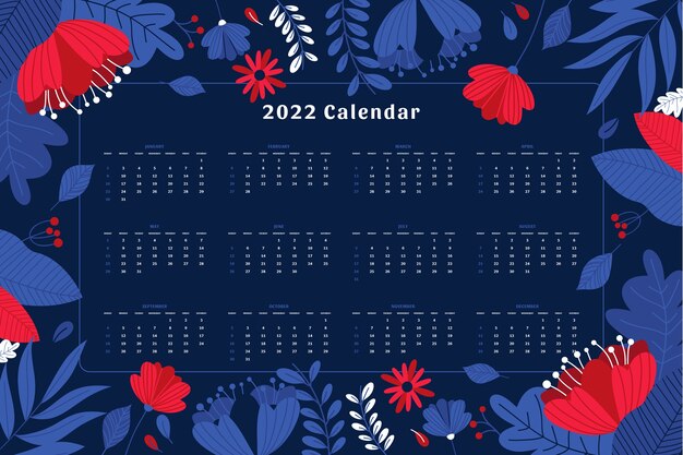 Flat 2022 calendar template