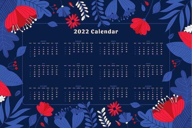 Flat 2022 calendar template