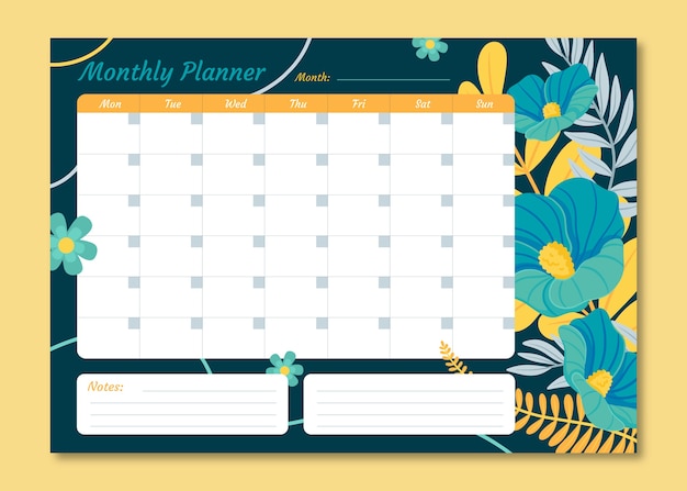 Flat 2023 monthly calendar template