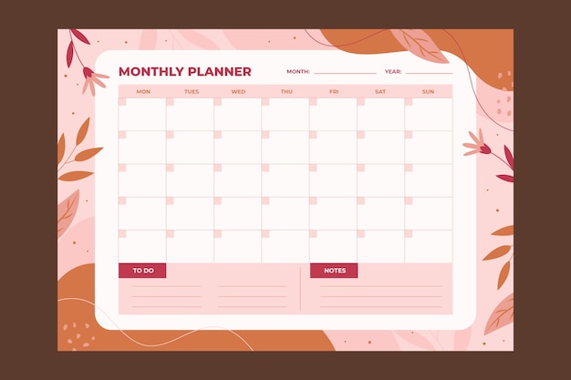 Flat 2023 monthly planner calendar template