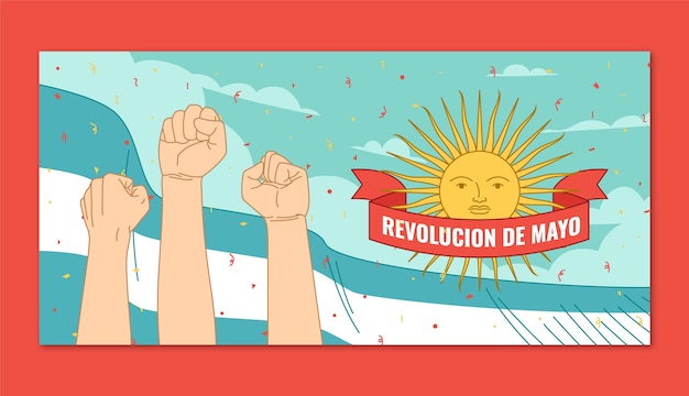 Flat 25 de mayo horizontal banner template