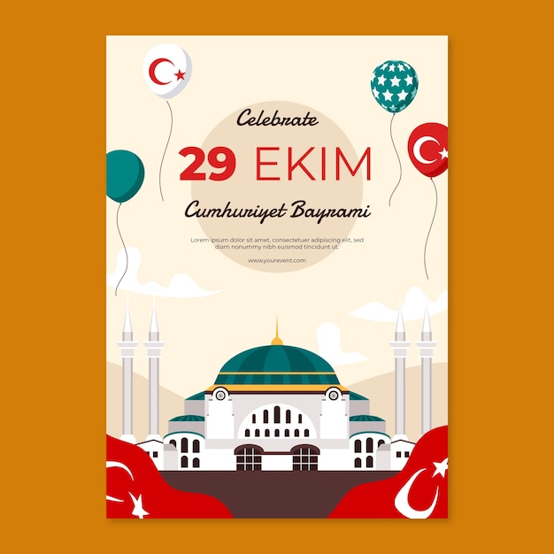 Flat 29 ekim vertical poster template