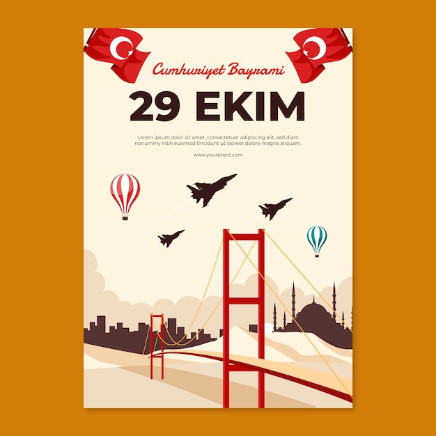 Flat 29 ekim vertical poster template